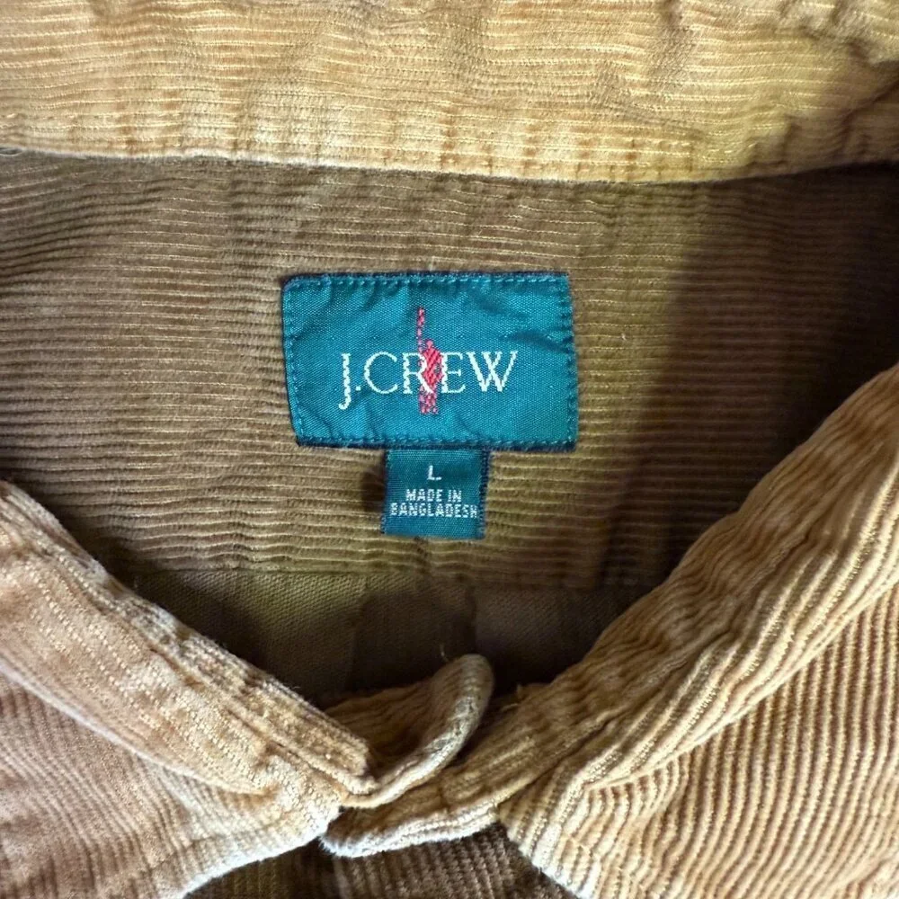 J. Crew Mens Midweight Corduroy Workshirt in Colorblock Medium Brown tan